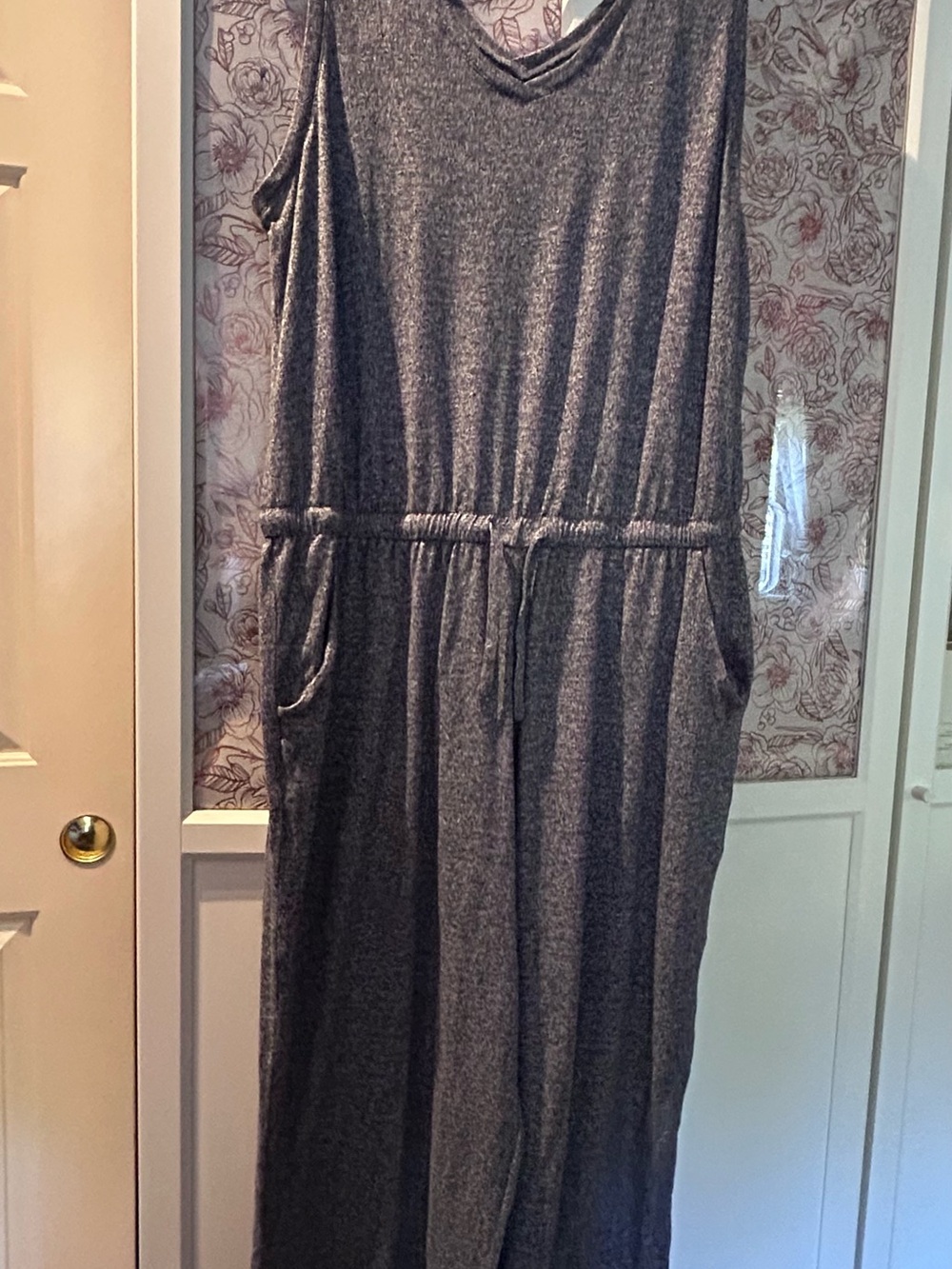 32 Degrees Navy Heather Sleeveless Drawstring Jumpsuit